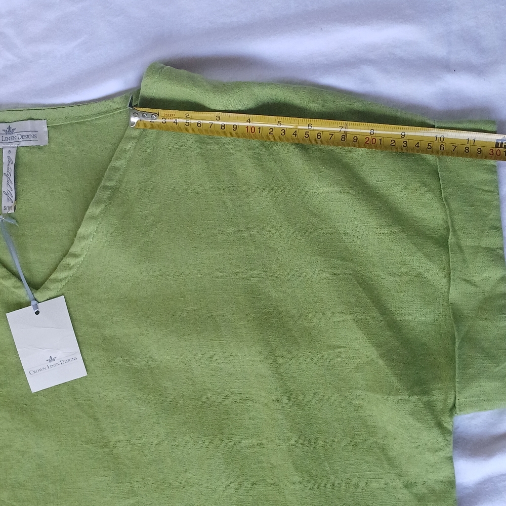 Crown Linen Designs Womens Tunic Green Small/Medium 100% Linen. - Picture 7 of 13
